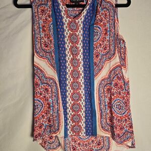 Tribal Red & Blue Paisley-Print Sleeveless Tank Top